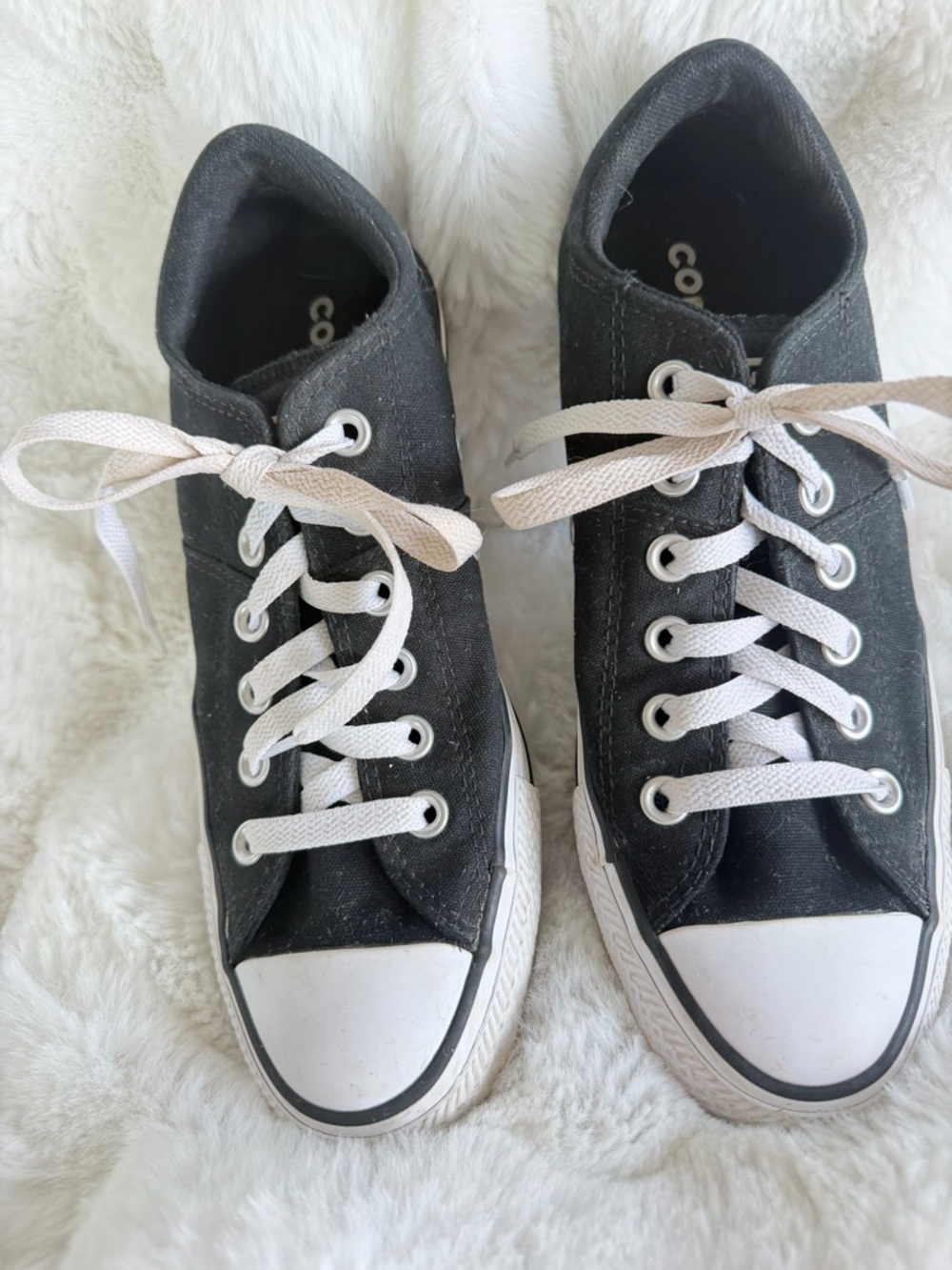 Converse Black Canvas Low-Top Sneakers with White Accents - Picture 3 of 14